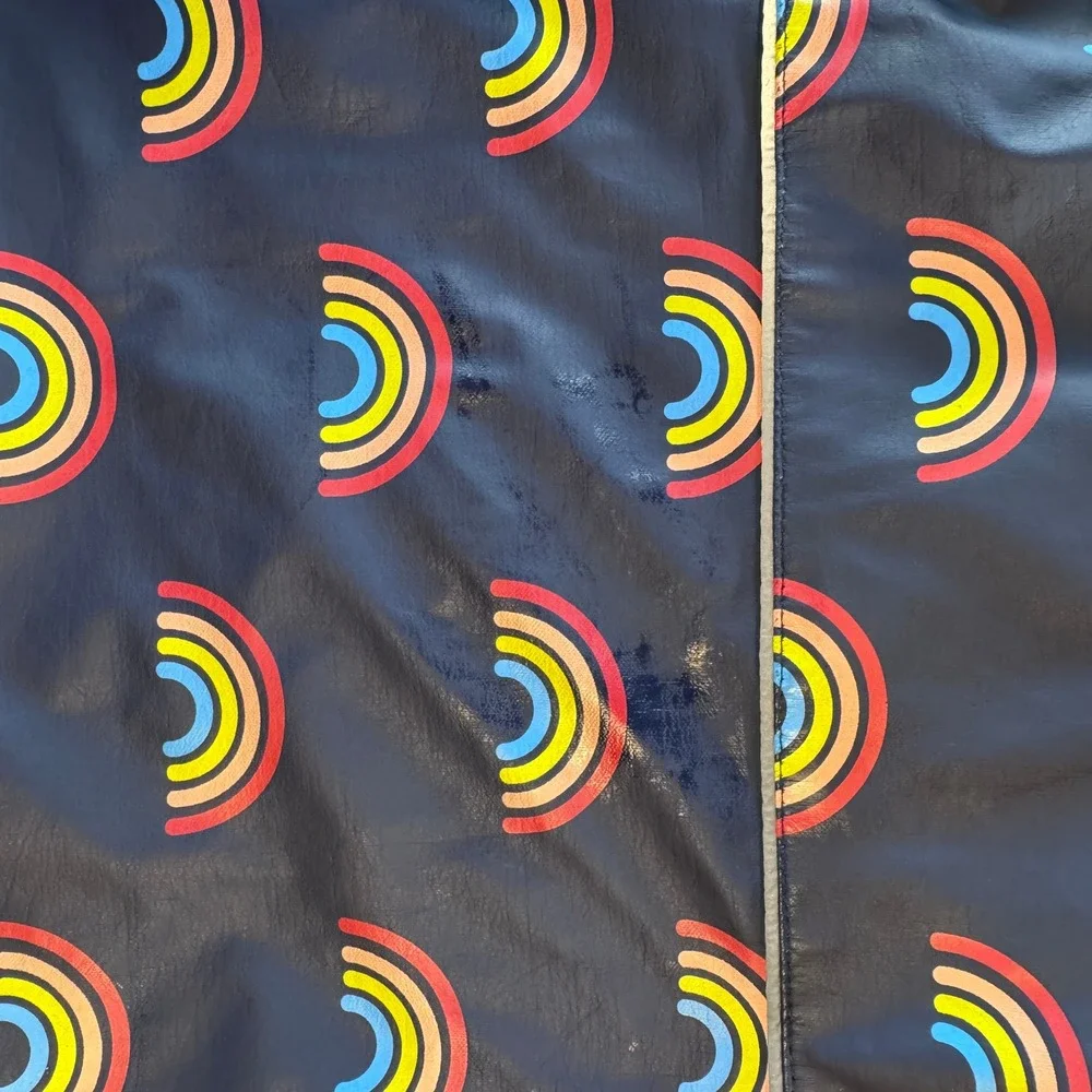 Gymboree Kids Navy Blue Rainbow Print Hooded Raincoat Jacket Size XS 4 140185909